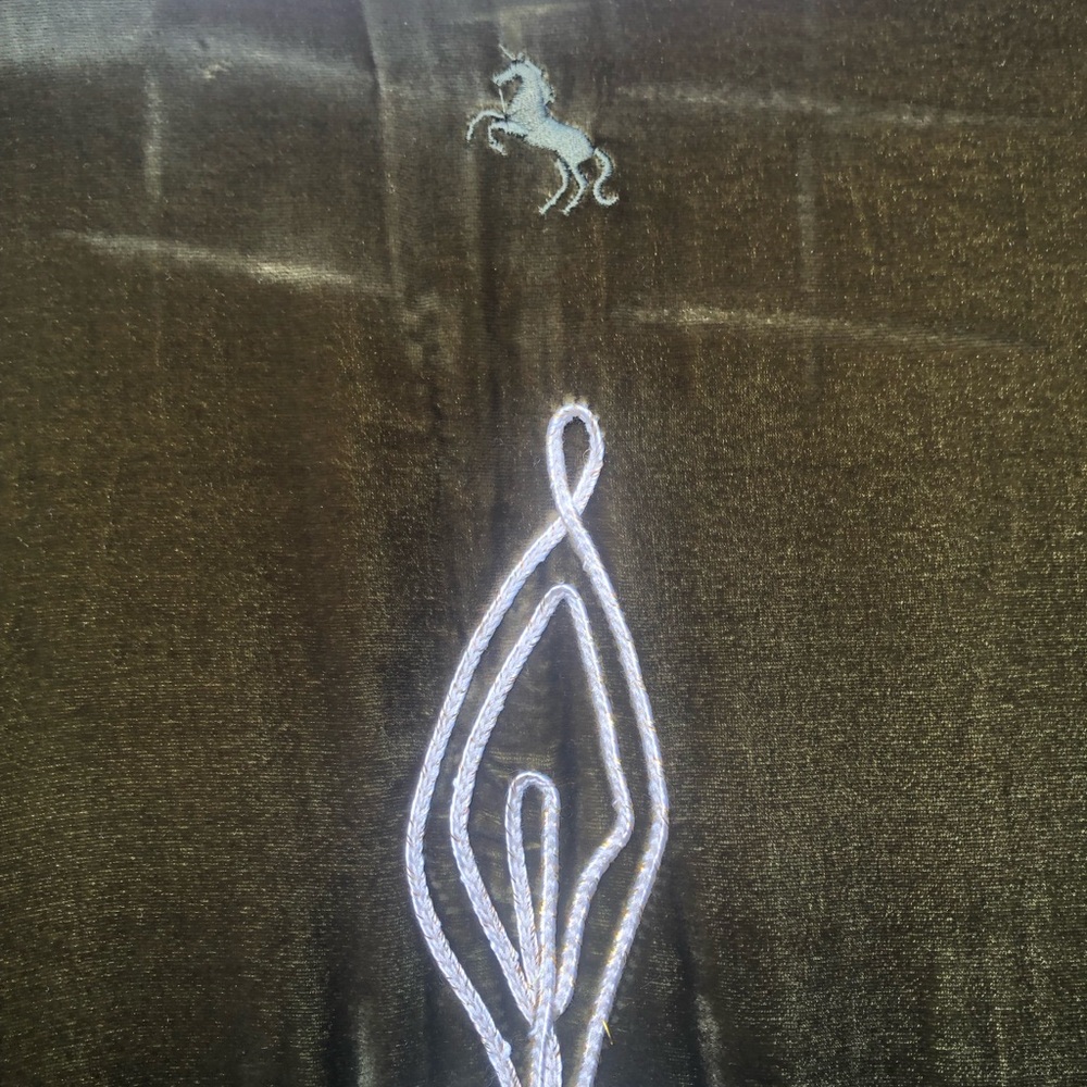 Green Velvet Jacket with White Embroidery - Picture 9 of 11